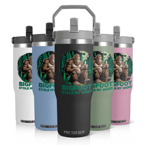 Funny Sasquatch Marijuana Flip Straw Tumbler Bigfoot Stole My Weed Vintage 420 TS02 Print Your Wear