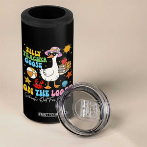 Funny School's Out For Summer Teacher 4 in 1 Can Cooler Tumbler Silly Teacher Goose On The Loose Summer Break TS11 Print Your Wear