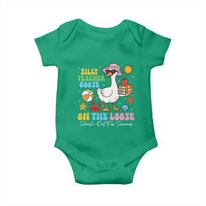 Funny School's Out For Summer Teacher Baby Onesie Silly Teacher Goose On The Loose Summer Break TS11 Irish Green Print Your Wear
