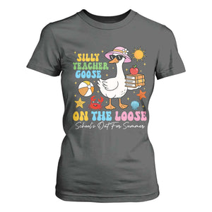 Funny School's Out For Summer Teacher T Shirt For Women Silly Teacher Goose On The Loose Summer Break TS11 Dark Heather Print Your Wear