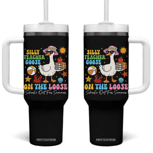 Funny School's Out For Summer Teacher Tumbler With Handle Silly Teacher Goose On The Loose Summer Break TS11 One Size: 40 oz Black Print Your Wear