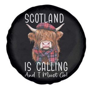 Funny Scotland Is Calling And I Must Go Spare Tire Cover Highland Cow TS11 Print Your Wear