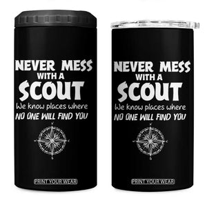 Funny Scout 4 in 1 Can Cooler Tumbler Never Mess With A Scout Compass TS02 One Size: 16 oz Black Print Your Wear