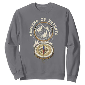 Funny Scout Camping Sweatshirt Camper Is Intents Compass Hiking Outdoors Adventure TS02 Charcoal Print Your Wear