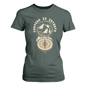 Funny Scout Camping T Shirt For Women Camper Is Intents Compass Hiking Outdoors Adventure TS02 Dark Forest Green Print Your Wear