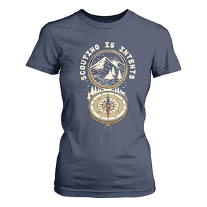 Funny Scout Camping T Shirt For Women Scouting Is Intents Compass Camper Hiking Outdoors Adventure TS02 Navy Print Your Wear