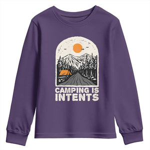 Funny Scout Camping Youth Sweatshirt Camping Is Intents Hiking Outdoors Adventure TS02 Purple Print Your Wear