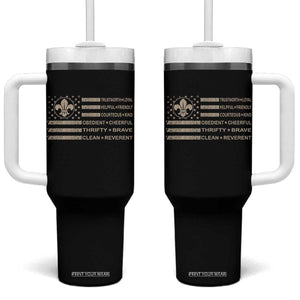 Funny Scout Leader Camping USA American Flag Tumbler With Handle TS11 One Size: 40 oz Black Print Your Wear