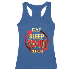 Funny Scout Racerback Tank Top Eat Sleep Scout Repeat Scouting Lovers Camping Hiking Outdoors TS02 Royal Blue Print Your Wear