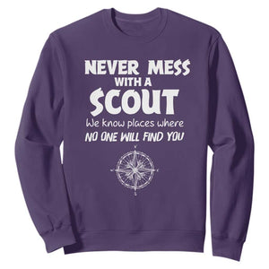 Funny Scout Sweatshirt Never Mess With A Scout Compass TS02 Purple Print Your Wear