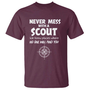 Funny Scout T Shirt Never Mess With A Scout Compass TS02 Maroon Print Your Wear