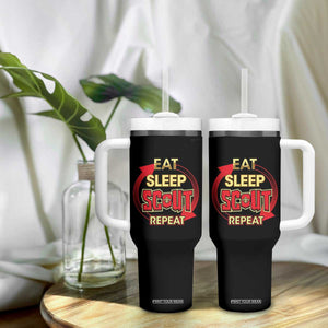 Funny Scout Tumbler With Handle Eat Sleep Scout Repeat Scouting Lovers Camping Hiking Outdoors TS02 Print Your Wear