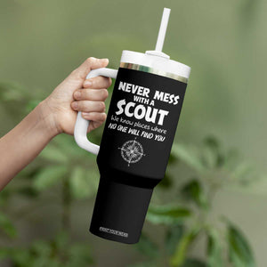 Funny Scout Tumbler With Handle Never Mess With A Scout Compass TS02 Print Your Wear
