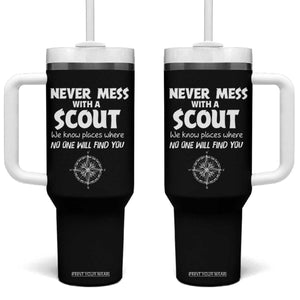 Funny Scout Tumbler With Handle Never Mess With A Scout Compass TS02 One Size: 40 oz Black Print Your Wear