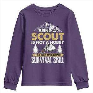 Funny Scout Youth Sweatshirt Being A Scout Is Not A Hobby It's A Survial Skill Scouting TS02 Purple Print Your Wear
