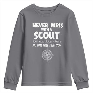 Funny Scout Youth Sweatshirt Never Mess With A Scout Compass TS02 Charcoal Print Your Wear