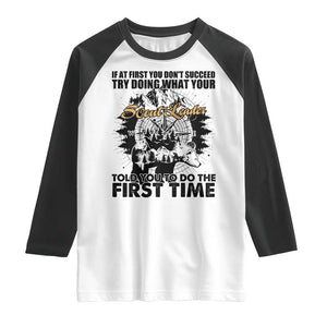 Funny Scouting Adventure Raglan Shirt Doing What Your Scout Leader Told You To Do Camping Compass TS02 White Black Print Your Wear