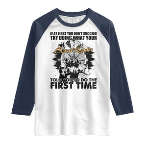 Funny Scouting Adventure Raglan Shirt Doing What Your Scout Leader Told You To Do Camping Compass TS02 White Navy Print Your Wear