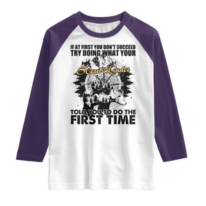 Funny Scouting Adventure Raglan Shirt Doing What Your Scout Leader Told You To Do Camping Compass TS02 White Purple Print Your Wear
