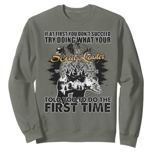 Funny Scouting Adventure Sweatshirt Doing What Your Scout Leader Told You To Do Camping Compass TS02 Military Green Print Your Wear