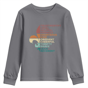 Funny Scouting Leader Law Youth Sweatshirt Vintage Fleur De Lis TS11 Charcoal Print Your Wear