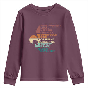 Funny Scouting Leader Law Youth Sweatshirt Vintage Fleur De Lis TS11 Maroon Print Your Wear