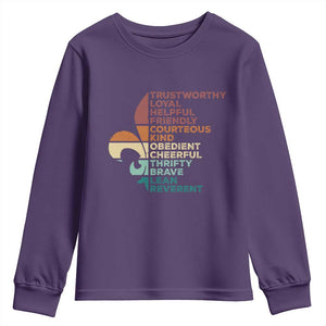 Funny Scouting Leader Law Youth Sweatshirt Vintage Fleur De Lis TS11 Purple Print Your Wear