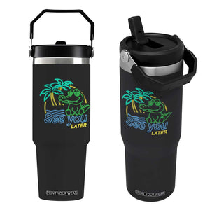 Funny See You Later Teacher Summer Alligator Flip Straw Tumbler Later Gator Last Day Of School TS11 One Size: 30 oz Black Print Your Wear
