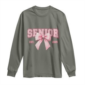 Funny Senior EST 2025 Graduation Coquette Long Sleeve Shirt TS11 Military Green Print Your Wear