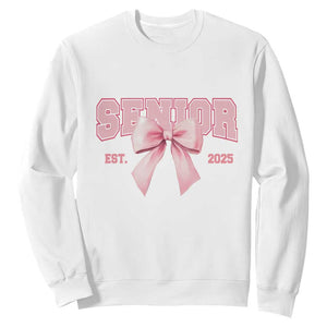 Funny Senior EST 2025 Graduation Coquette Sweatshirt TS11 White Print Your Wear