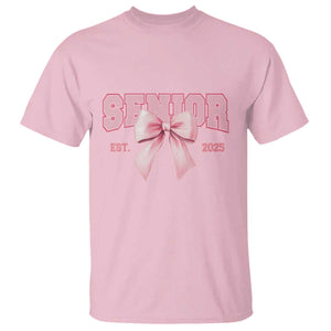 Funny Senior EST 2025 Graduation Coquette T Shirt TS11 Light Pink Print Your Wear