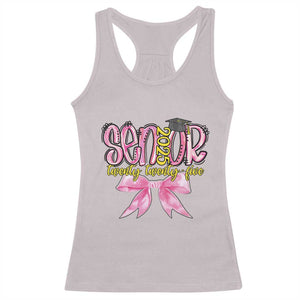 Funny Senior EST 2025 Graduation Racerback Tank Top Twenty Twenty Five Pink Bow TS11 Ice Gray Print Your Wear