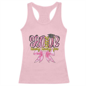 Funny Senior EST 2025 Graduation Racerback Tank Top Twenty Twenty Five Pink Bow TS11 Light Pink Print Your Wear
