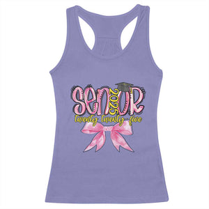 Funny Senior EST 2025 Graduation Racerback Tank Top Twenty Twenty Five Pink Bow TS11 Violet Print Your Wear