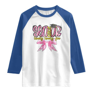 Funny Senior EST 2025 Graduation Raglan Shirt Twenty Twenty Five Pink Bow TS11 White Royal Print Your Wear