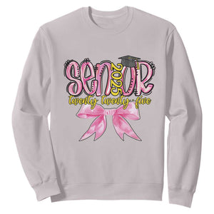 Funny Senior EST 2025 Graduation Sweatshirt Twenty Twenty Five Pink Bow TS11 Ice Gray Print Your Wear
