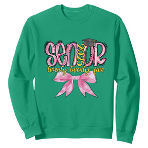 Funny Senior EST 2025 Graduation Sweatshirt Twenty Twenty Five Pink Bow TS11 Irish Green Print Your Wear