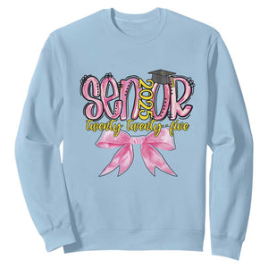 Funny Senior EST 2025 Graduation Sweatshirt Twenty Twenty Five Pink Bow TS11 Light Blue Print Your Wear