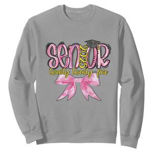 Funny Senior EST 2025 Graduation Sweatshirt Twenty Twenty Five Pink Bow TS11 Sport Gray Print Your Wear