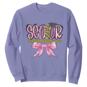 Funny Senior EST 2025 Graduation Sweatshirt Twenty Twenty Five Pink Bow TS11 Violet Print Your Wear
