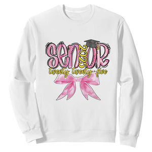 Funny Senior EST 2025 Graduation Sweatshirt Twenty Twenty Five Pink Bow TS11 White Print Your Wear