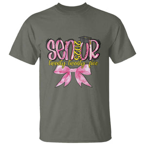 Funny Senior EST 2025 Graduation T Shirt Twenty Twenty Five Pink Bow TS11 Military Green Print Your Wear