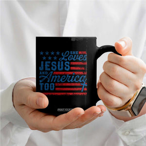 Funny She Loves Jesus And America Too Coffee Mug 4th Of July Christian American Flag TS11 Print Your Wear