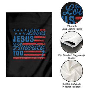 Funny She Loves Jesus And America Too Garden Flag 4th Of July Christian American Flag TS11 Print Your Wear