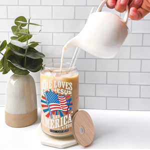 Funny She Loves Jesus And America Too Glass Can 4th Of July Patriotic Christian American Flag TS11 Print Your Wear