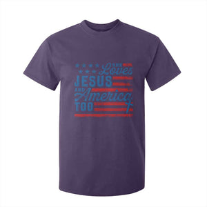 Funny She Loves Jesus And America Too T Shirt For Kid 4th Of July Christian American Flag TS11 Purple Print Your Wear