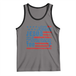 Funny She Loves Jesus And America Too Tank Top 4th Of July Christian American Flag TS11 Deep Heather Black Print Your Wear