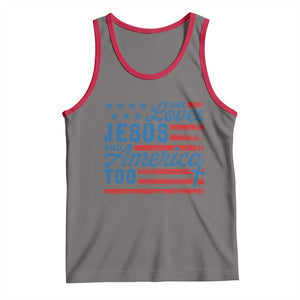 Funny She Loves Jesus And America Too Tank Top 4th Of July Christian American Flag TS11 Deep Heather Red Print Your Wear