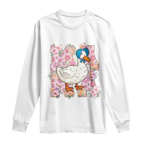 Funny Silly Mama Goose Long Sleeve Shirt Boho Flower Mother's Day TS11 White Print Your Wear