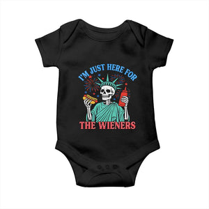 Funny Skeleton Lady Liberty Baby Onesie I'm Just Here For The Wieners 4th Of July Hot Dog TS02 Black Print Your Wear